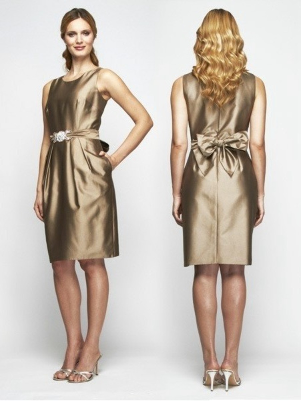 Alex Evenings Beaded Waist Taffeta Sheath